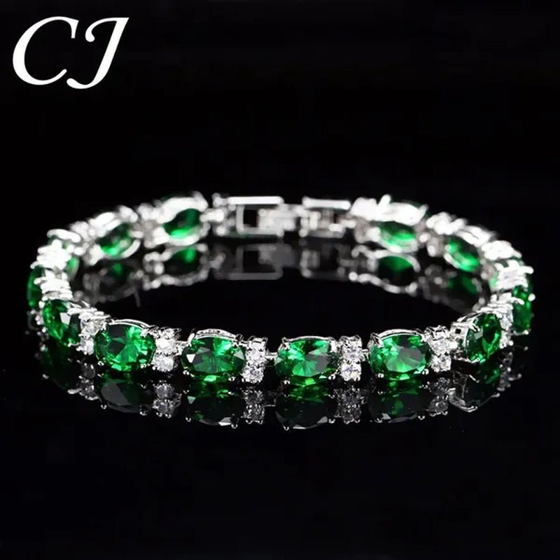 CANDICE Top Grade Blue Oval Women Silver Plated Jewelry Pave White Cubic Zirconia Noble Tennis Bracelet Bangles with Extended Clasp