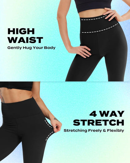 Capri Leggings for Women - Tummy Control Black Leggings with Pockets High Waisted Yoga Pants Workout Cycling Leggings