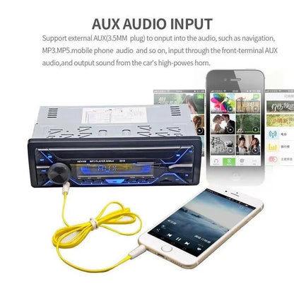 Car Stereo Bluetooth Handsfree MP3 Player Support USB/SD MMC Port 12V Car Stereo FM Radio/ Audio Player In-Dash with Remote Control 7 Colorful Lights