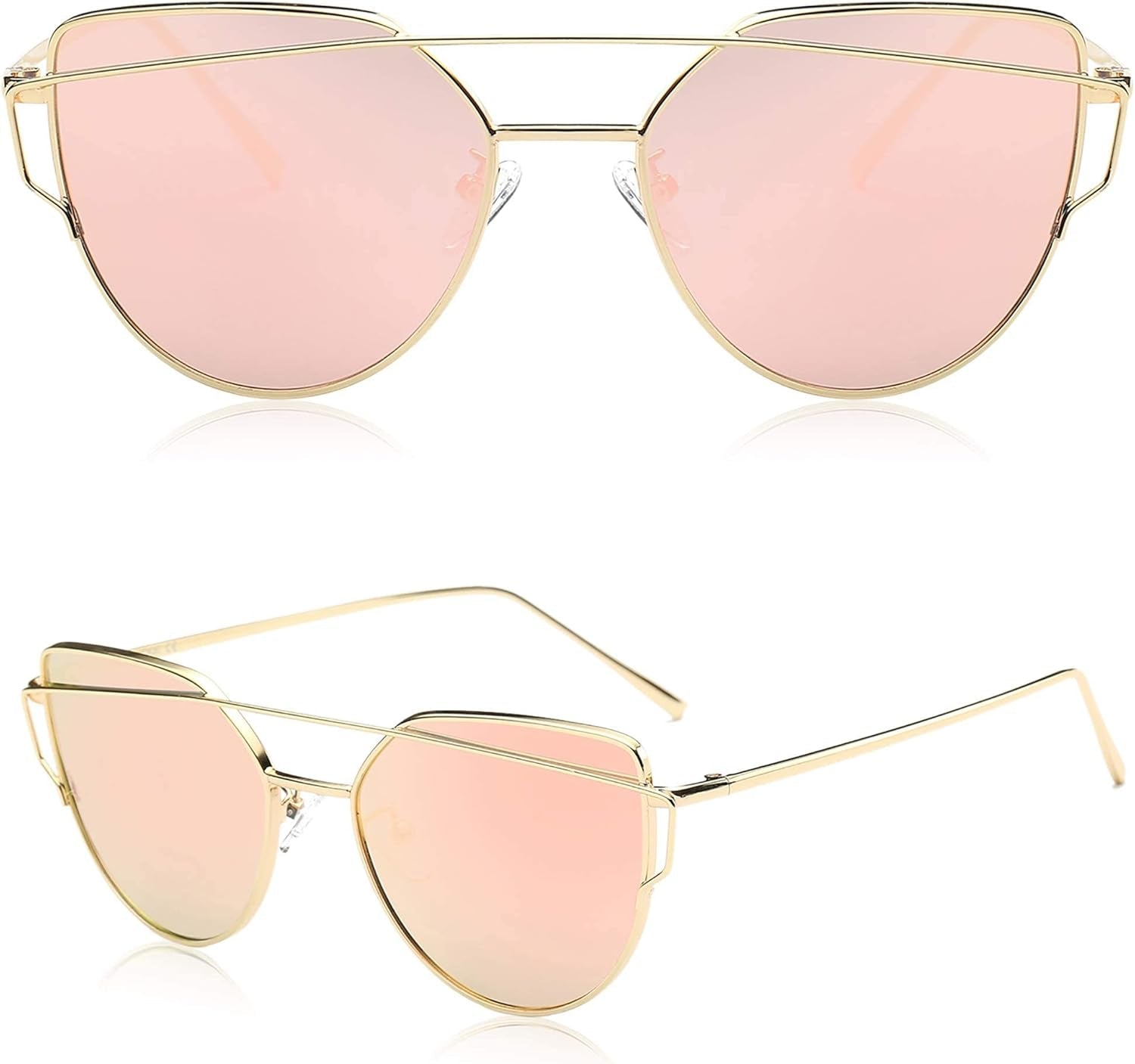 Cat Eye Sunglasses for Women Fashion Designer Style Mirrored Lenses - WORLD TIME VISITS