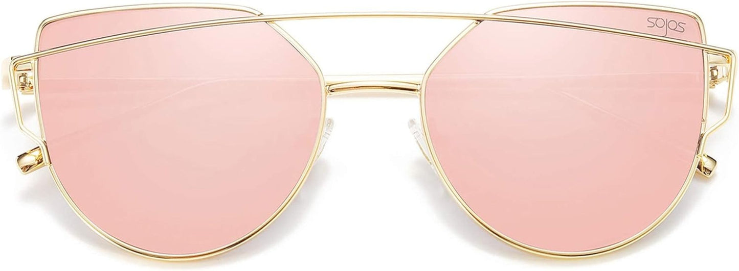 Cat Eye Sunglasses for Women Fashion Designer Style Mirrored Lenses - WORLD TIME VISITS
