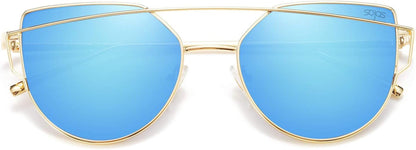 Cat Eye Sunglasses for Women Fashion Designer Style Mirrored Lenses - WORLD TIME VISITS