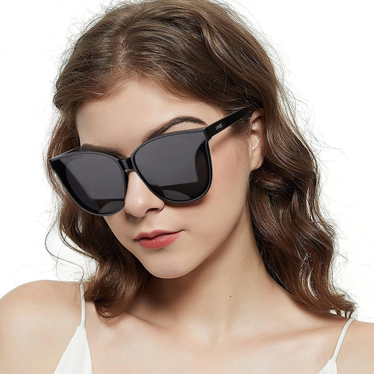 Cat Eyes Sunglasses for Women, Polarized Oversized Fashion Vintage Eyewear for Driving Fishing - 99.99% UV Protection - WORLD TIME VISITS