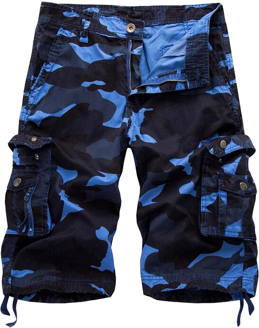 Mens Cargo Shorts Cotton Relaxed Fit Camouflage Camo Cargo Short