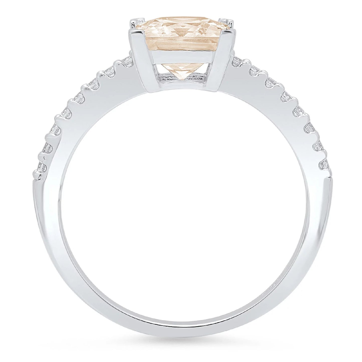 1.66Ct Princess Cut Champagne Simulated Diamond 14K White Gold Anniversary Engagement Ring Size 6