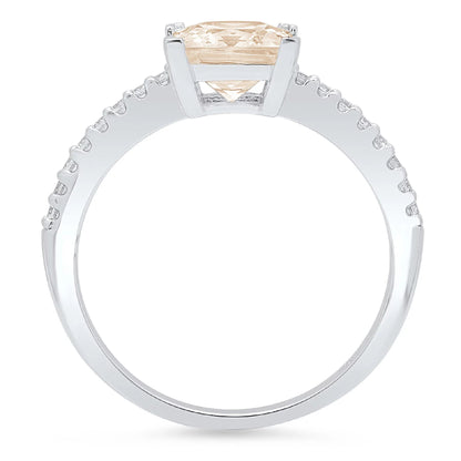 1.66Ct Princess Cut Champagne Simulated Diamond 14K White Gold Anniversary Engagement Ring Size 6