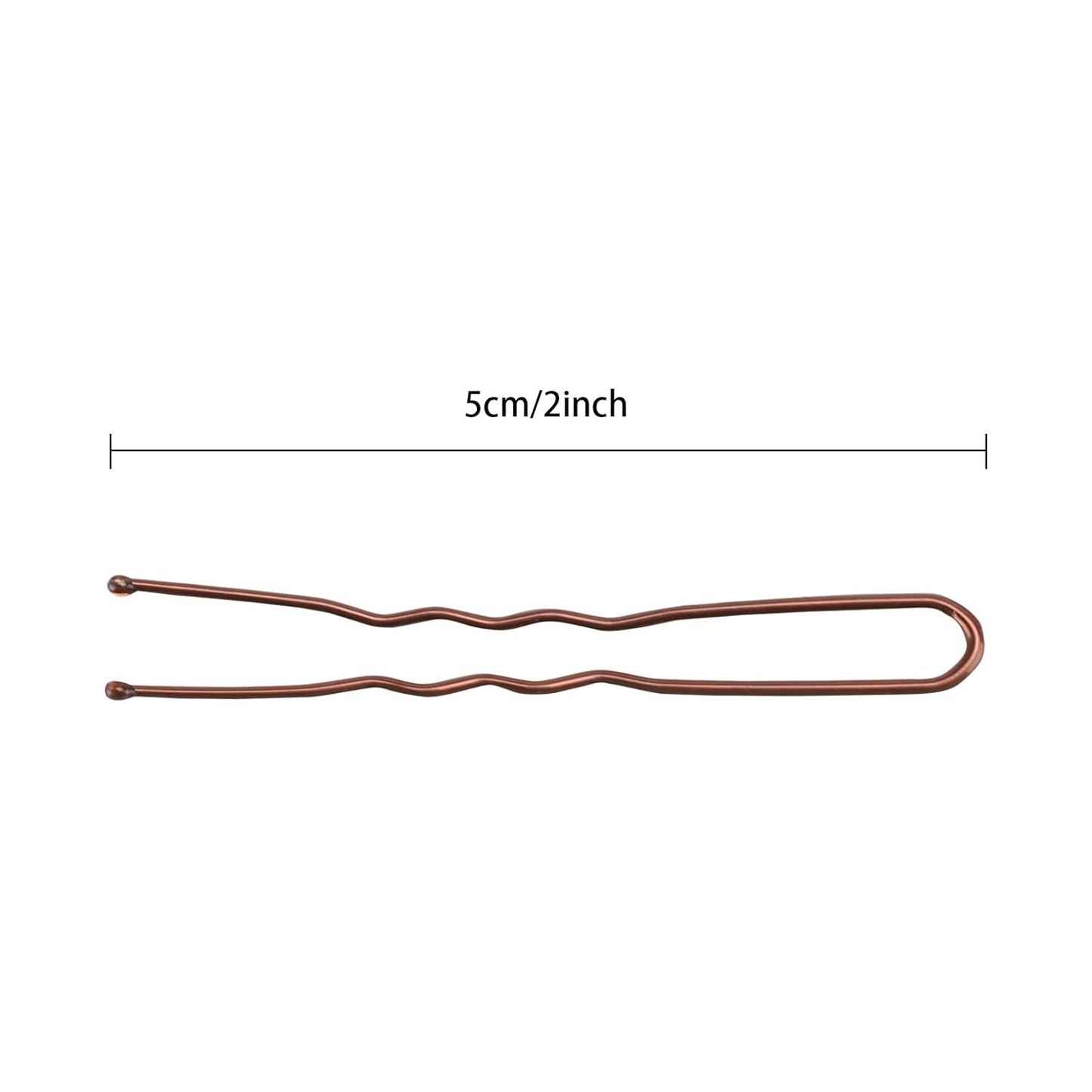 300 Bun Hair Bobby Pins U Shaped Pin Hair Grips to Clip Ballet Hair Net for Women 5 CM/2 Inch Brown