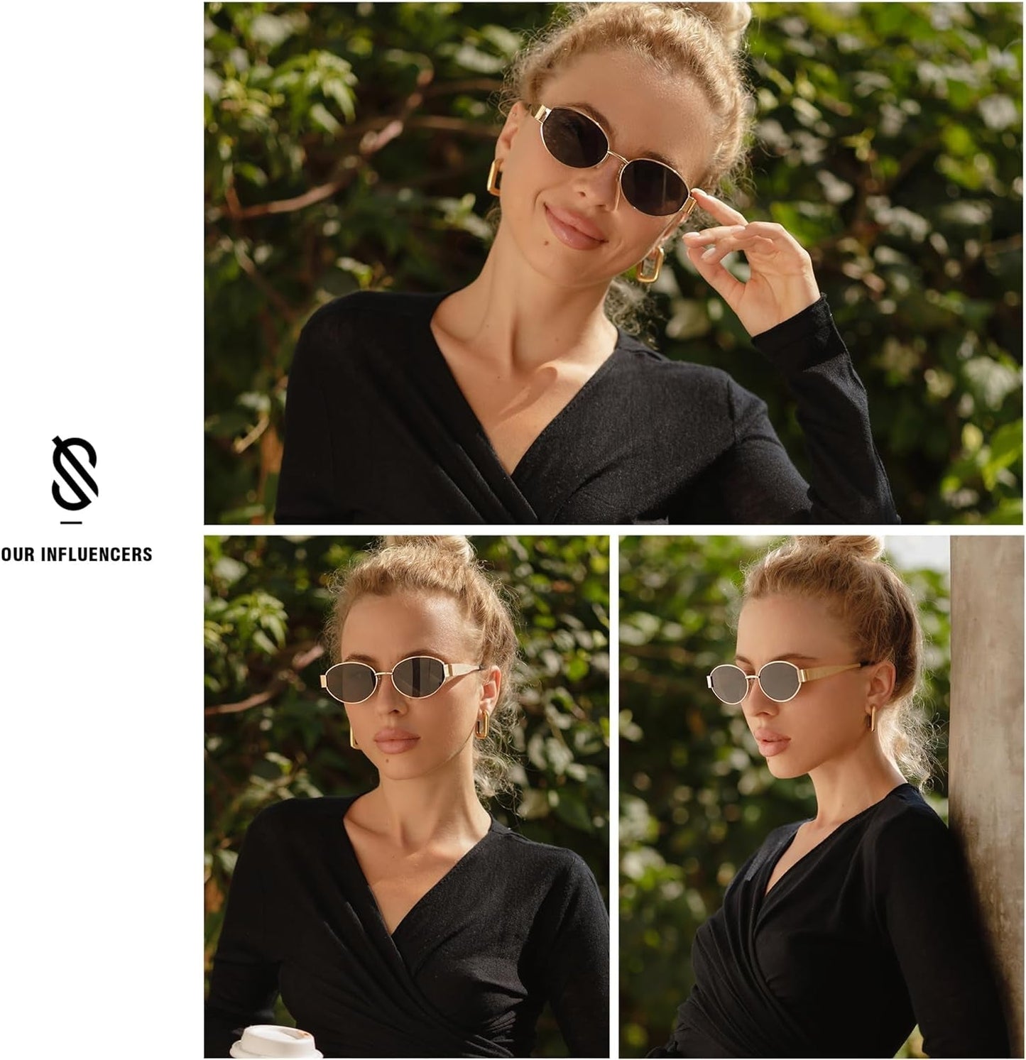 Retro Oval Sunglasses for Women Trendy Sun Glasses Classic Shades UV400 Protection SJ1217 Green/Grey Lens