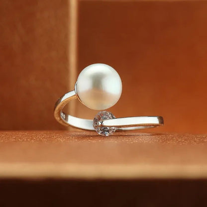 High Quality 925 Sterling Silver 8-9Mm White Freshwater Cultured Pearl Ring for Women Fine Jewelry FEIGE