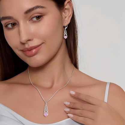 Infinity Necklace 925 Sterling Silver Princess Cut Pendant Birthstone Necklace Jewelry Gifts for Women