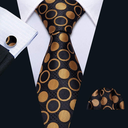Men'S Tie Set Polka Dot Handkerchief Cufflinks Plaid Fashion Neckties Wedding Business