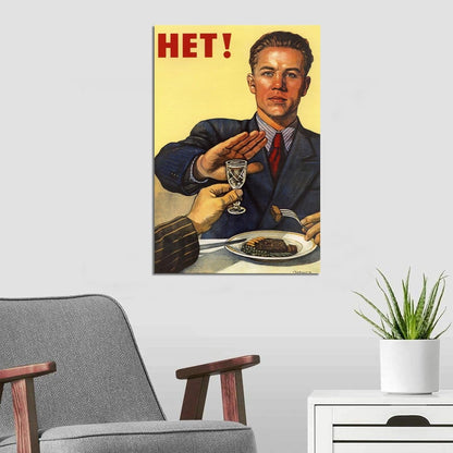 No Alcohol Communist Propaganda Russian Legacy Canvas Art Poster and Wall Art Picture Print Modern Family Bedroom Decor Posters 12X18Inch(30X45Cm)