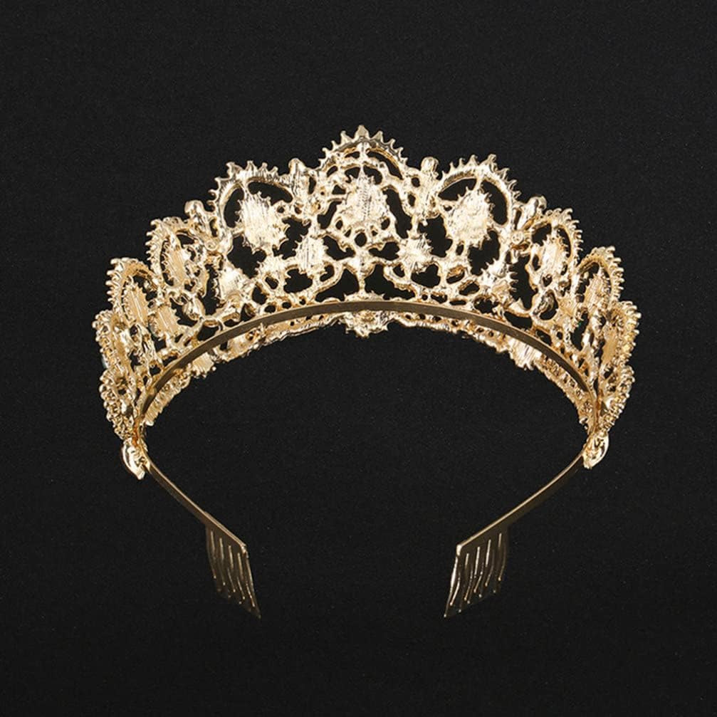 Vaguelly Wedding Tiaras and Earrings Set, Tiara and Necklace Set, Wedding Bridal Flower Jewelry Set Baroque Tiara Crystal Crown with Comb Retro Rhinestone Necklace Earrings Bridesmaids Queen Costume for Prom Party