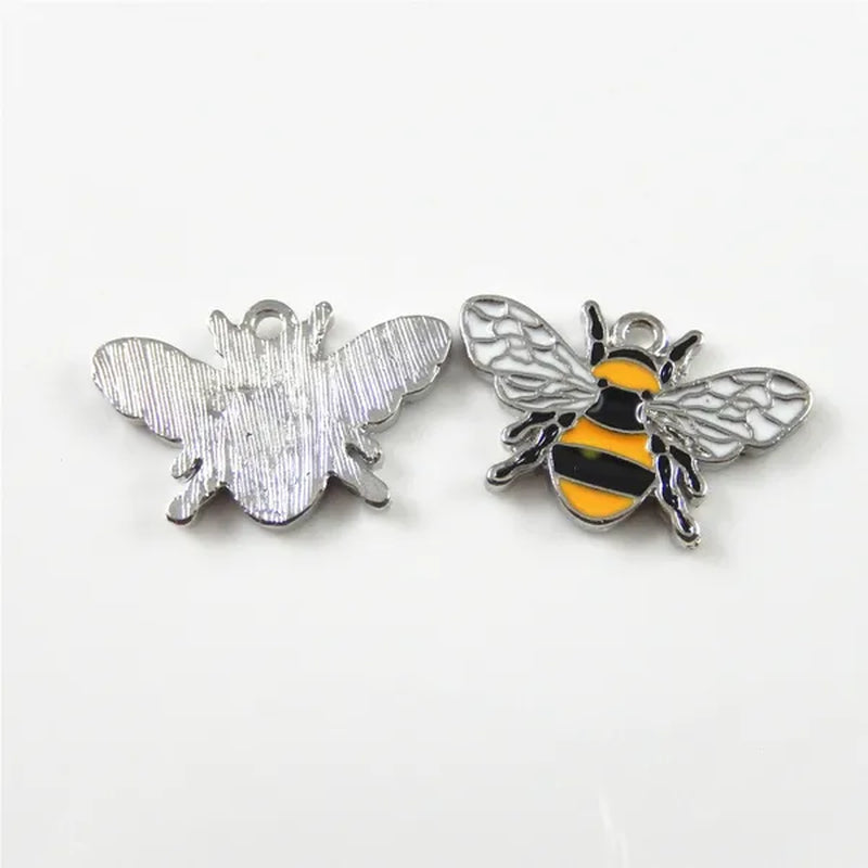 30pcs Zinc Alloy Bee Shape Charms Necklace Pendant Creative Gold Silver Bracelet Handmade DIY Jewelry Accessories