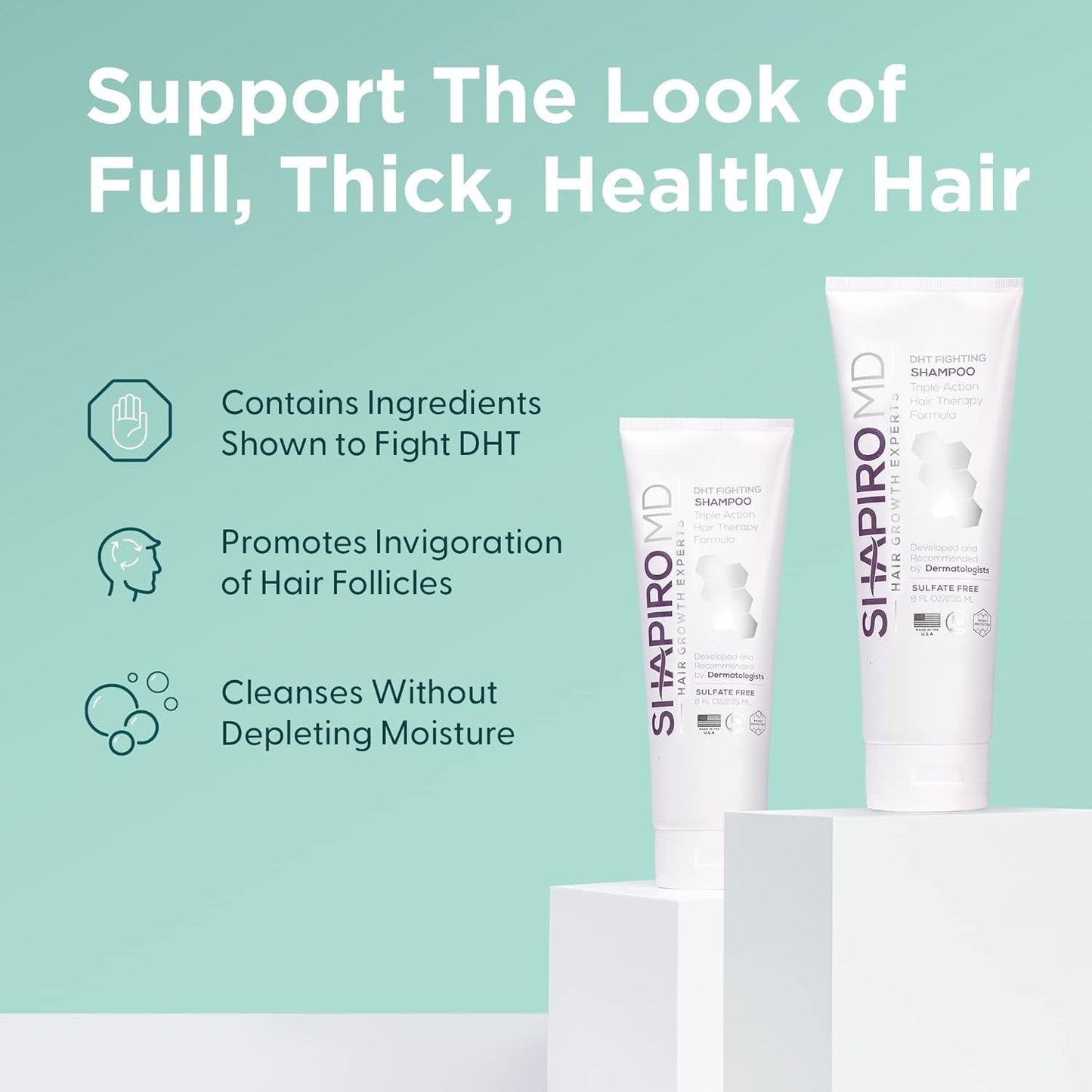 Vegan Hair Loss Shampoo for Thinning Hair | Experience Healthier, Fuller and Thicker Looking Hair (1 Month Supply)
