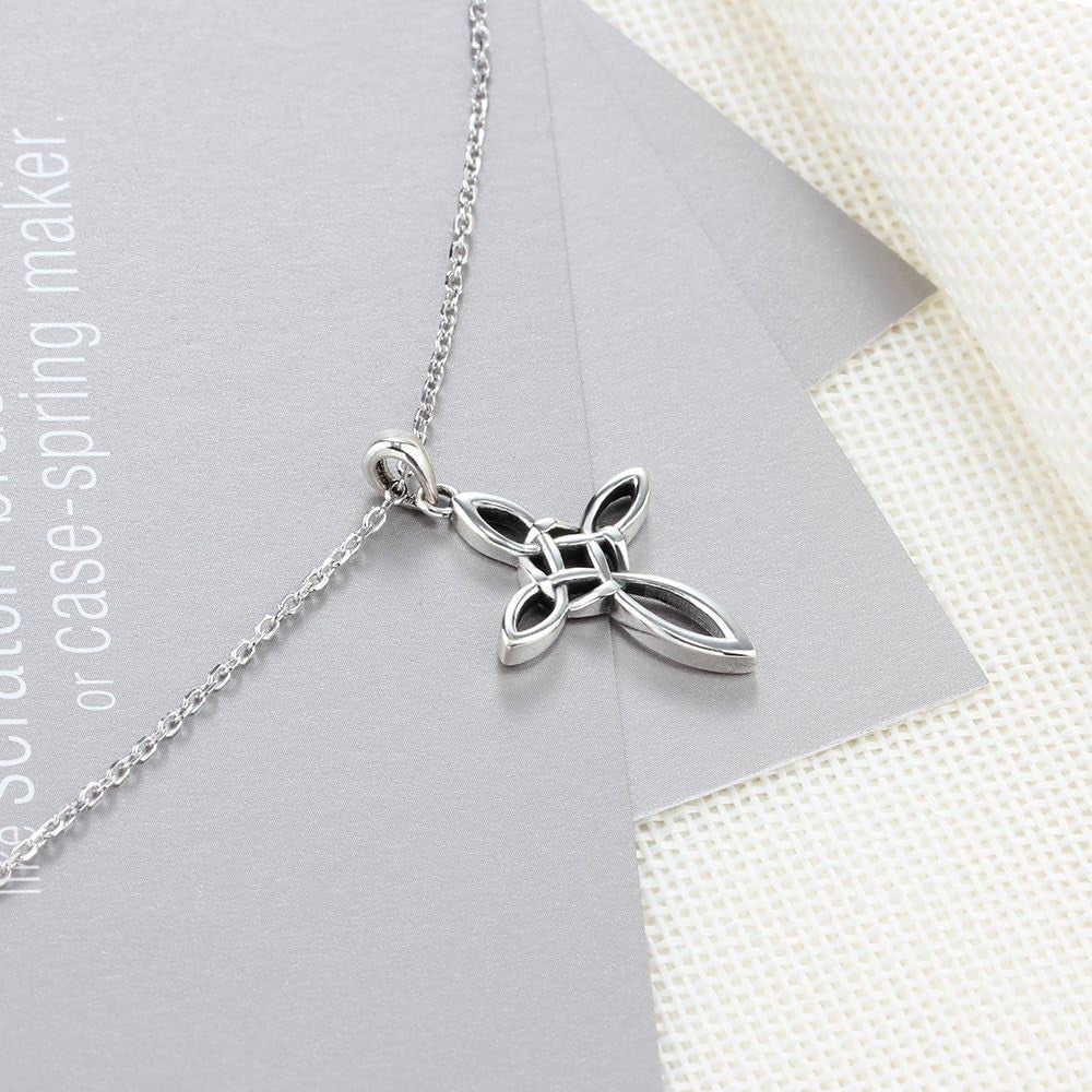 925 Sterling Silver Love Charm Celtic Knot Pendant Necklace Fashion Jewelry for Women Rolo Chain 18''