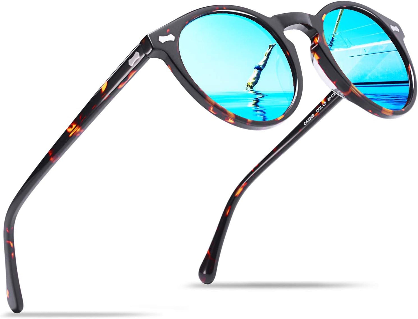 Vintage Polarized Sunglasses for Men UV400 Protection Retro Fashion Eyewear Hand-Crafted Acetate Frame CA5288L