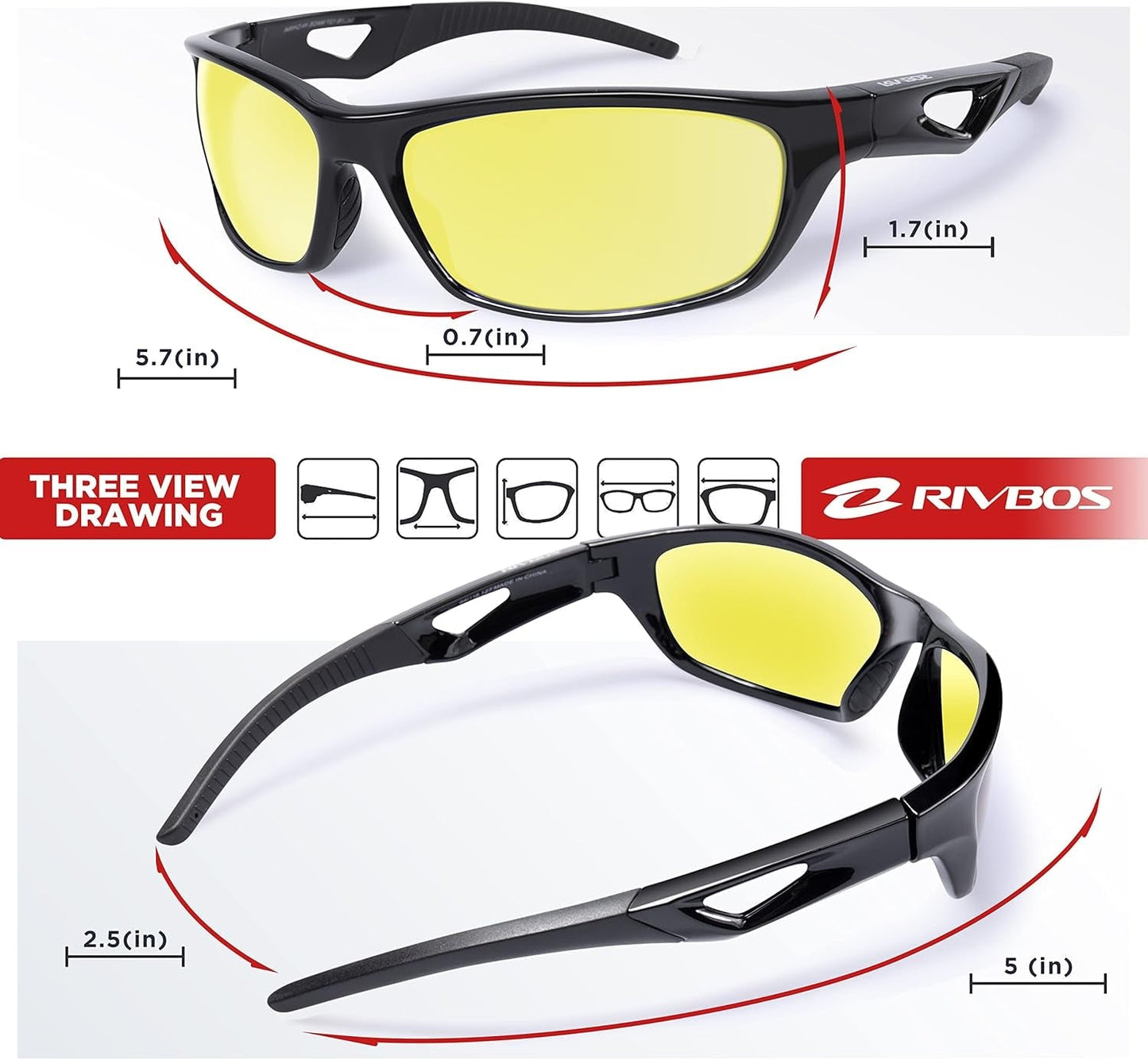 Polarized Sports Sunglasses Driving Sun Glasses Shades for Men Women Tr90 Frame for Cycling Fishing Running RB831
