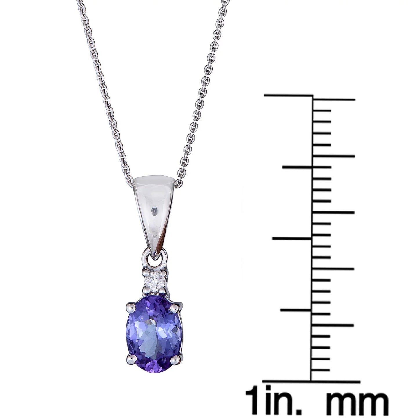 10KT WG Tanzanite and Diamond Accent Pendant Necklace