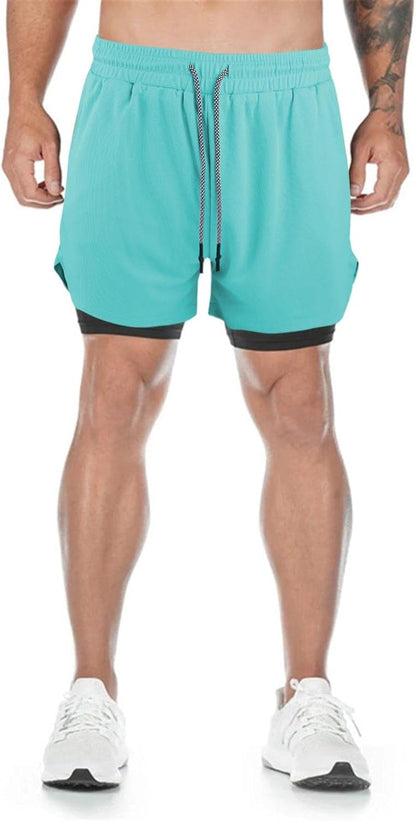 Mens Running Shorts，Workout Running Shorts for Men，2-In-1 Stealth Shorts，7-Inch Gym Yoga Outdoor Sports Shorts