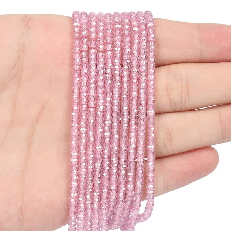 Multicolored 3X2Mm Shiny Faceted Natural Cubic Zirconia Stone Beads Abacus Tiny Beads Loose Spacer Beads for Jewelry Making DIY Slim Bracelet Women