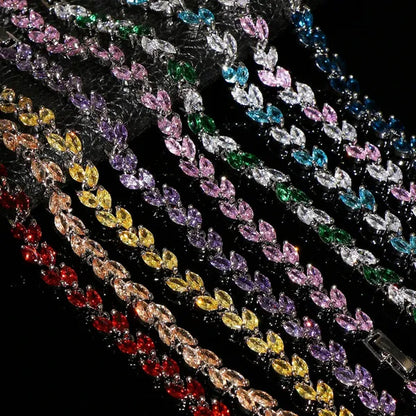 Trendy 2019 Cubic Zirconia Jewelry 925 Silver Leaf Charm CZ Crystal Female Bracelets Bangles for Women