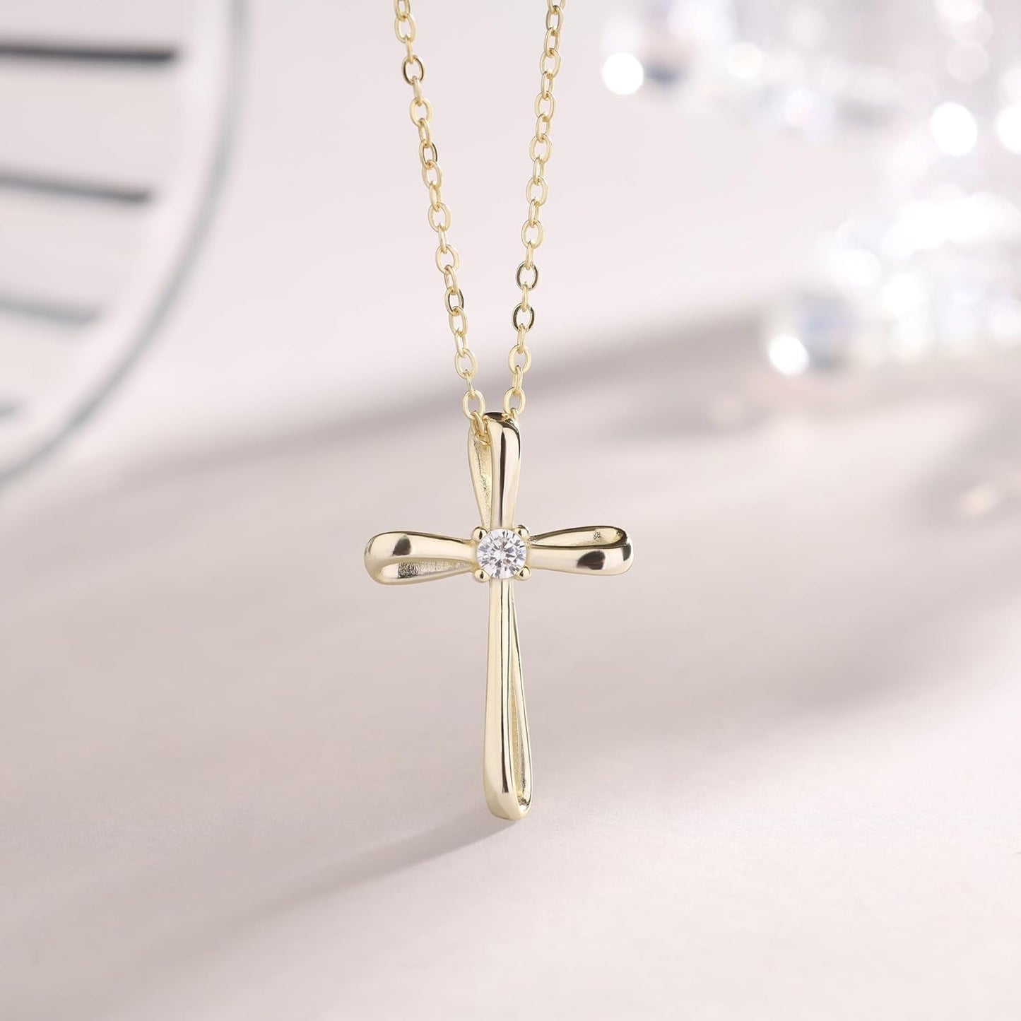 Dainty 925 Sterling Silver Cross Necklace for Women, Christian Confirmation Necklace