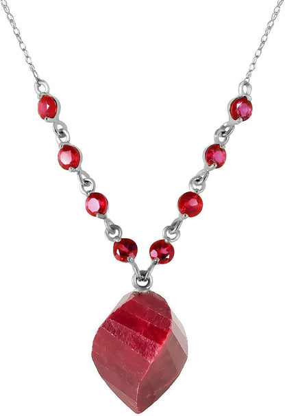 16.25 Ct 14K Solid White Gold Pendant Drop Necklace Twisted Dyed Briolette Ruby Pendant