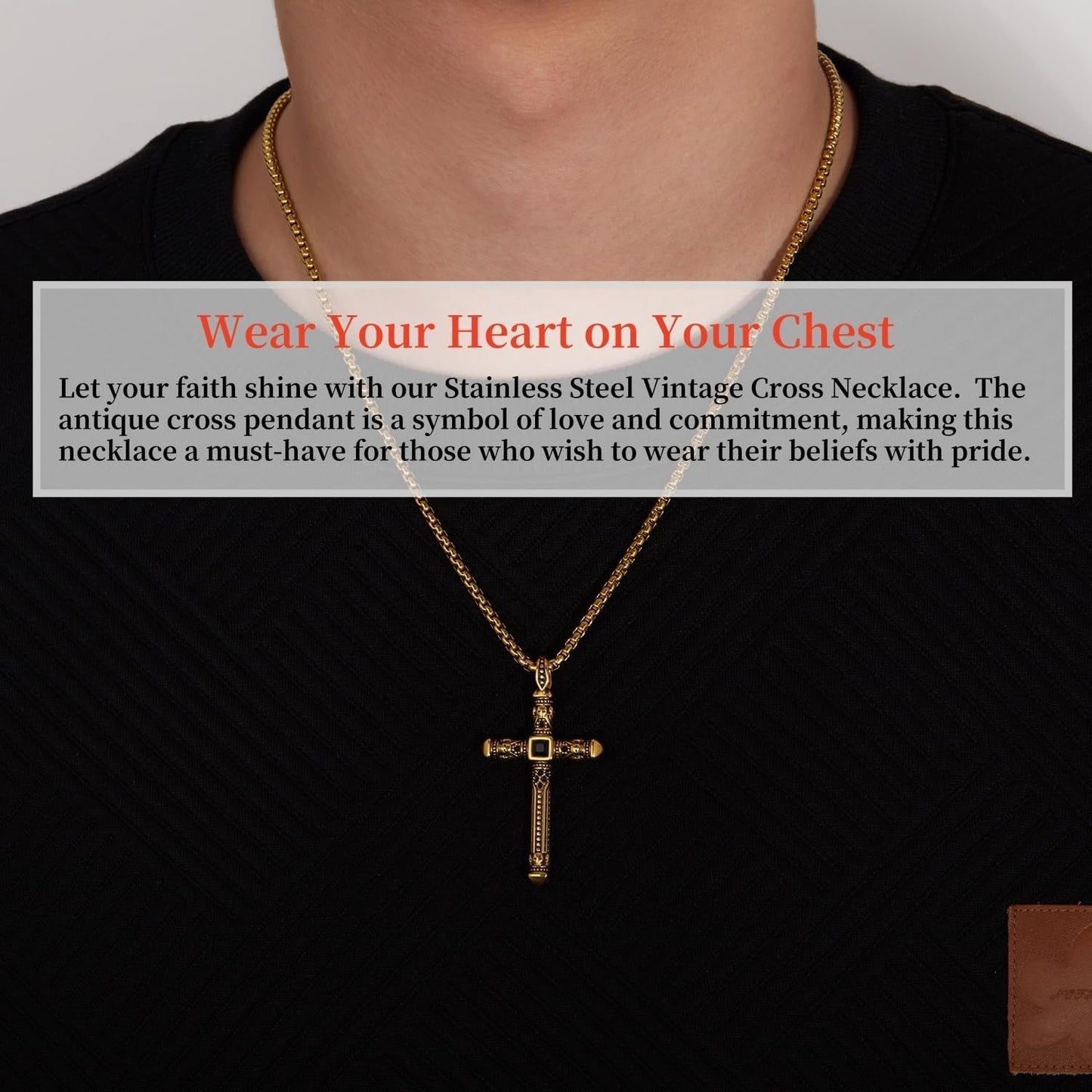 Cross Pendant Necklace for Men Metal Stainless Steel Mens Cross Pendant Necklace for Men - WORLD TIME VISITS