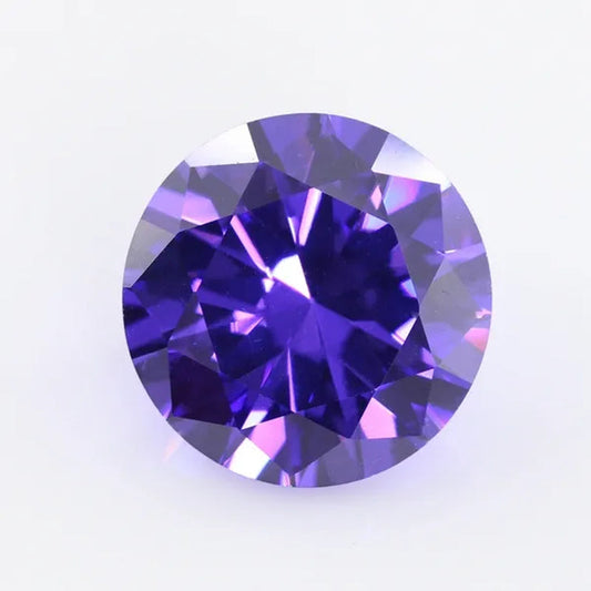 Violet-Blue Cubic Zirconia round Shape Brilliant Cut Loose CZ Stone Synthetic Gems for Jewelry