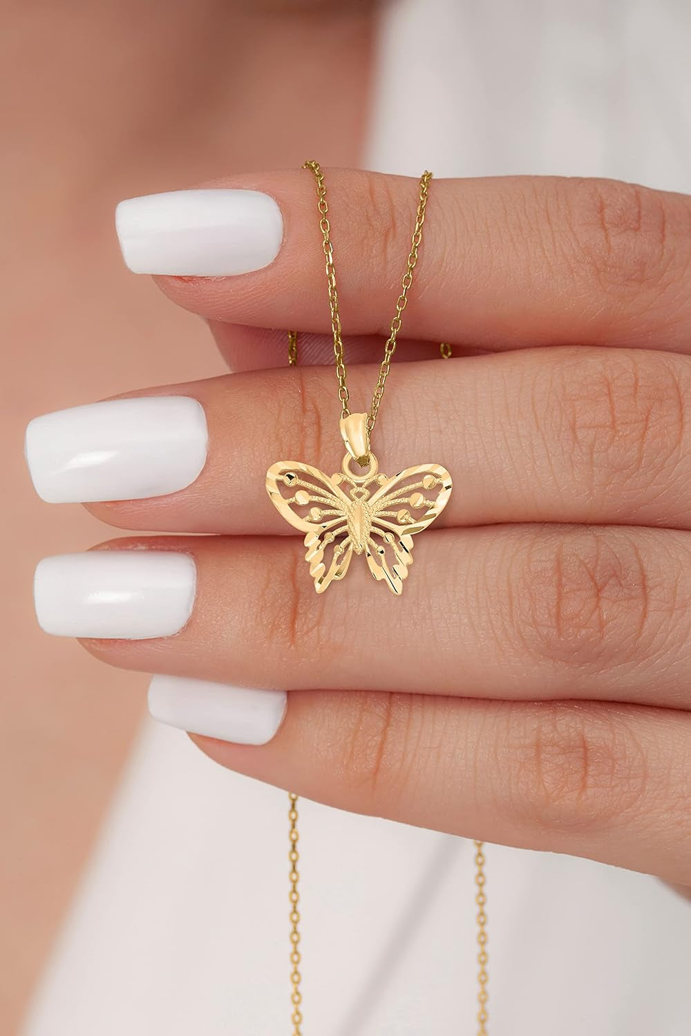 10K Solid Real Gold Butterfly Pendant Small Animal Charm Casual Everyday Wear Jewelry Charm