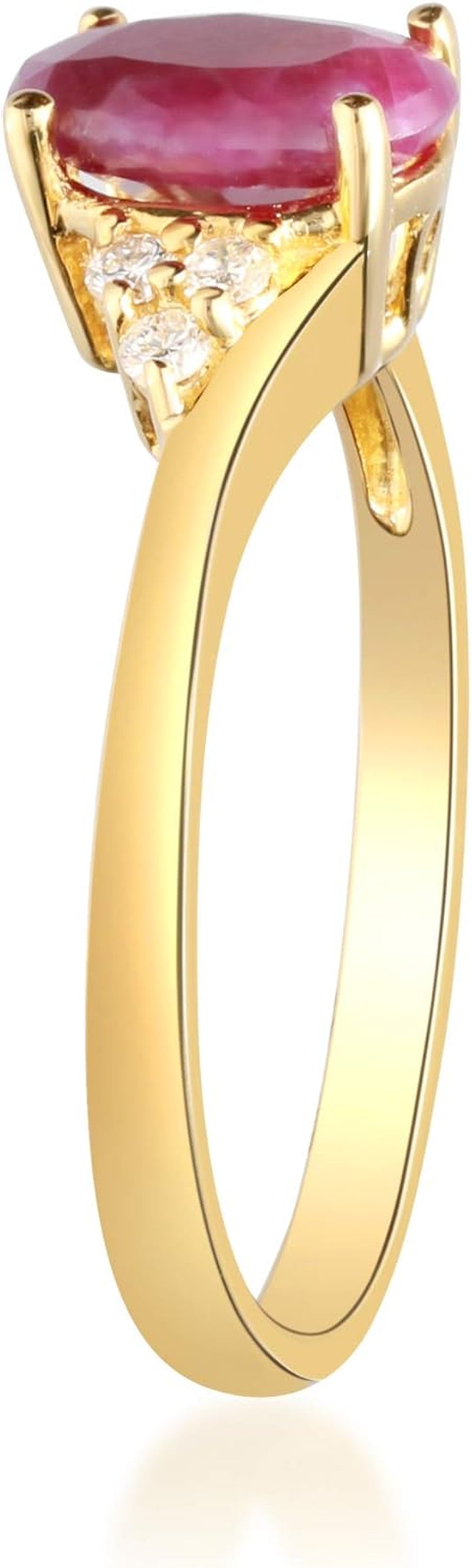 10K Yellow Gold Genuine Ruby & Diamond (I1,I2) (Size 10) Propose Promise Ring for Women