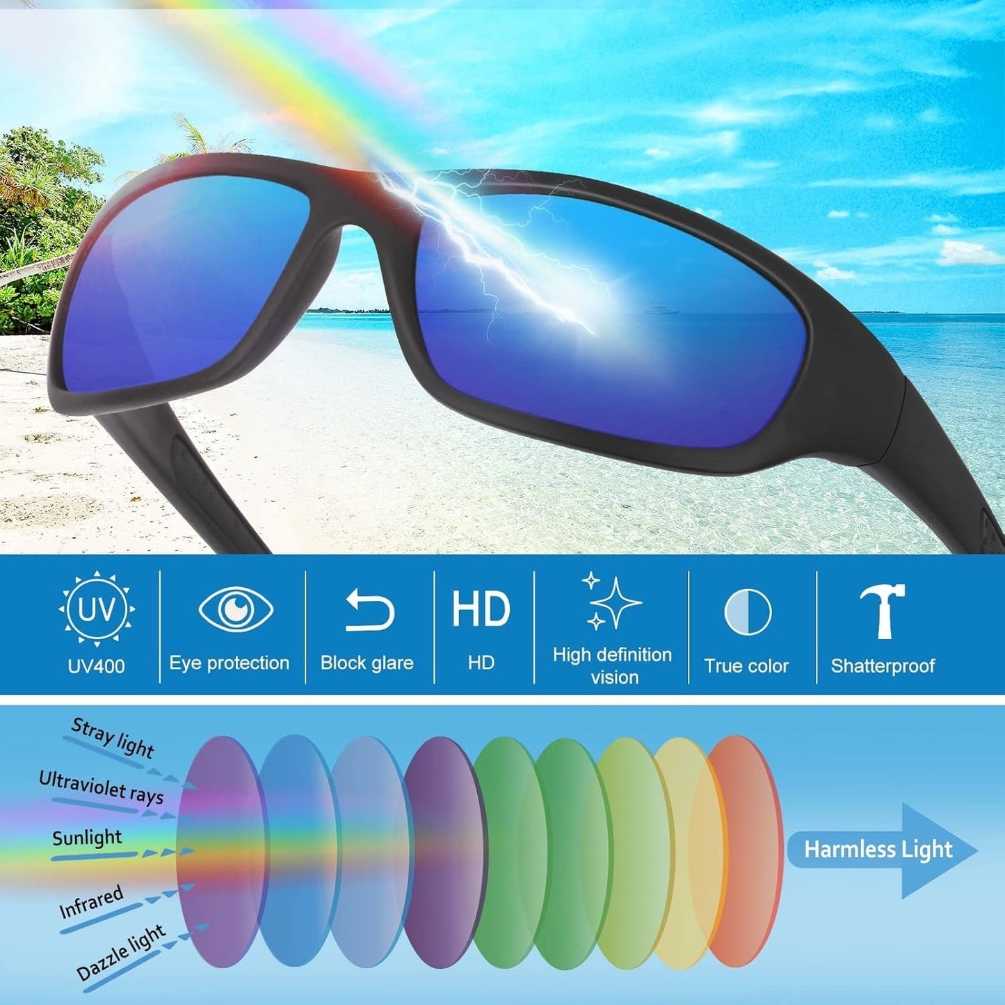 Sports Polarized Sunglasses for Men Women Baseball Cycling Golf Fishing Sun Glasses UV Blocking Tr8116