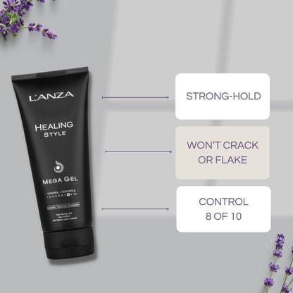 L'ANZA Healing Style Mega Gel with Strong Hold Effect, Nourishes and Refreshes the Hair While Styling, with Keratin, Alcohol-Free Formula, and UV Rays Protection to Prevent Damage (6.8 Fl Oz)