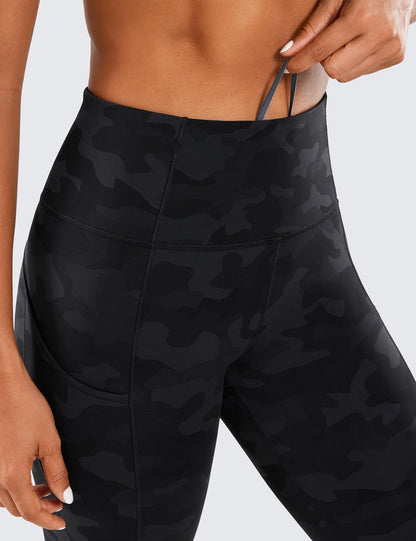 Women'S Naked Feeling Workout Leggings 25 Inches - High Waisted Yoga Pants with Side Pockets Running Tights