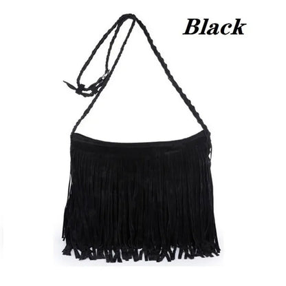 Womens Fashion Faux Suede Fringe Tassel Shoulder Bag Beach Handbags Messenger Bag（6 Colors）