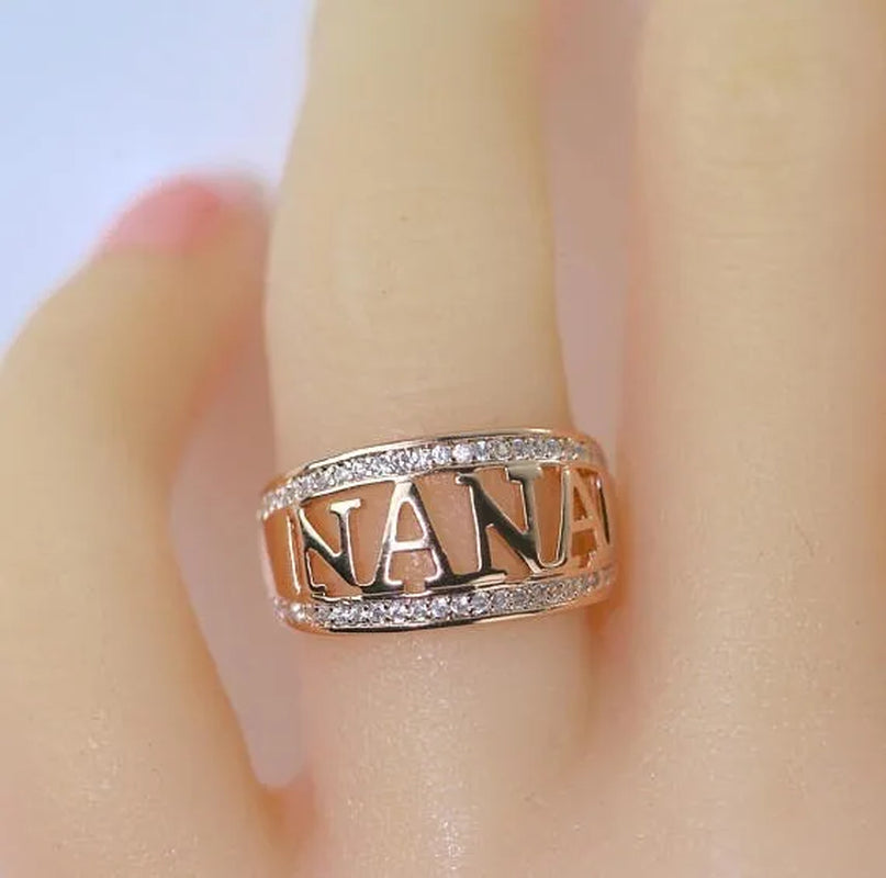 Gift Delicate Nana Ring Brass Cubic Zirconia Diamond Jewelry Grandmother Christmas Gift Birthday Gift - WORLD TIME VISITS