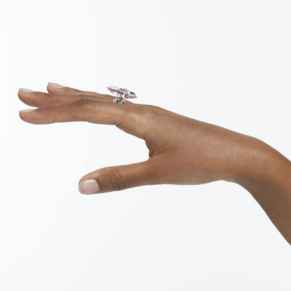 Lucent Crystal Ring Jewelry Collection, Rhodium Tone Finish, Pink Crystals
