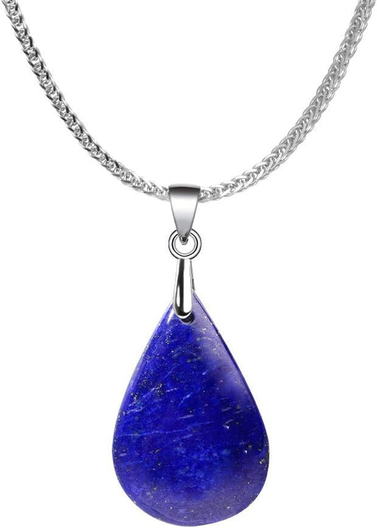 925 Sterling Silver Natural Crytral for Womens Pendant Necklace, Gemstone Birthstone with 17.8" Silver Chain Ladies