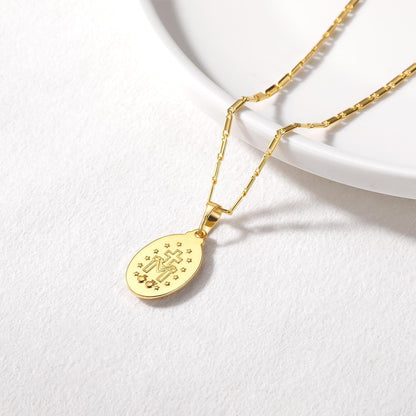 Virgin Mary Necklace 18K Gold Plated Women/Men Christian Jewelry Our Lady of Guadalupe Medal Pendant Mother Mary Necklace