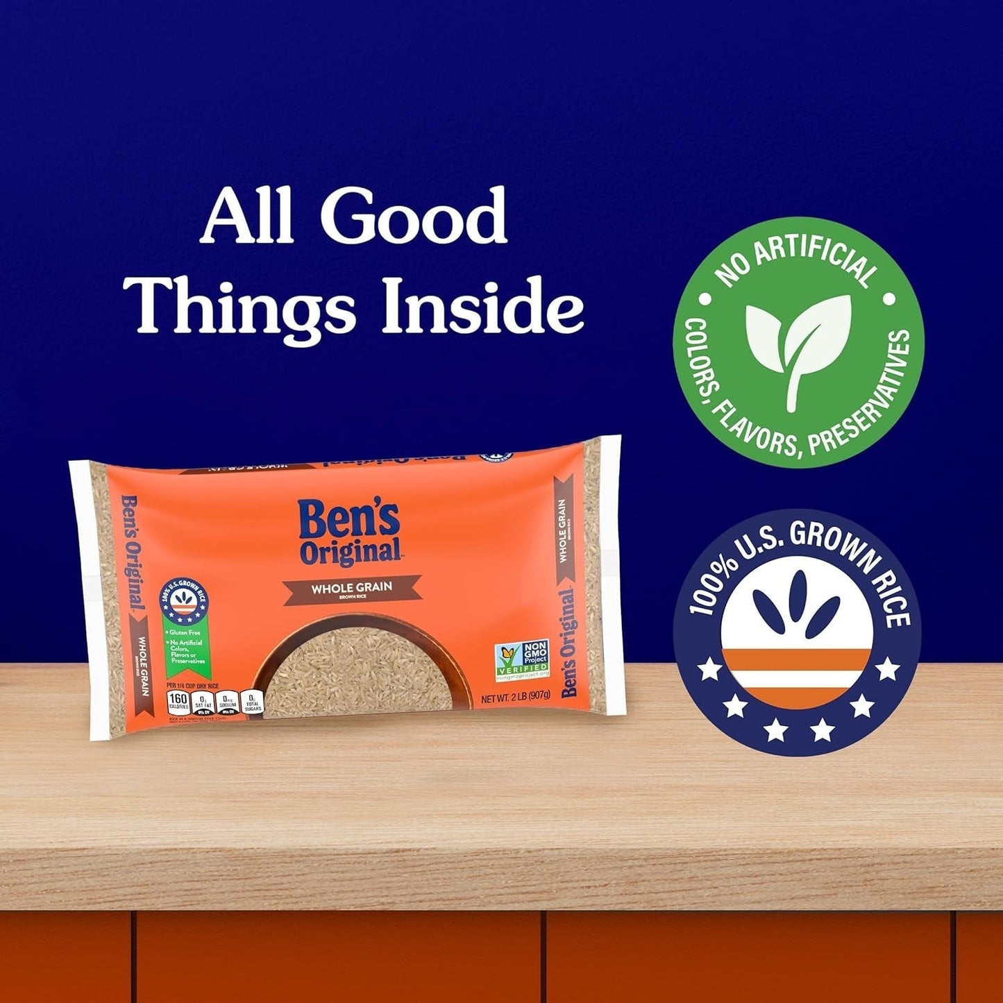 Whole Grain Brown Rice, 2 Lb Bag
