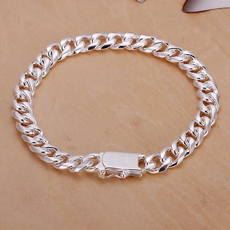 Franco Chain 925 Sterling Silver 10MM 8/20/22/24 Inch Cuban Chain Necklace for Women Men Fashion Jewelry Party Christmas Gifts
