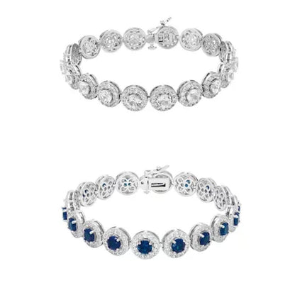 Lab Created Gemstone and Halo Bracelet