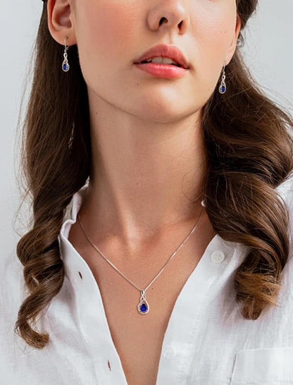 Infinity Teardrop Pendant Necklace for Women 925 Sterling Silver Birthstone Jewelry - WORLD TIME VISITS