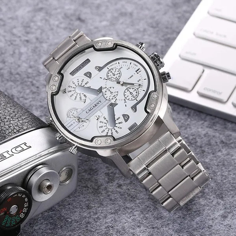 CAGARNY Brand Design Watch Man Fashion Luxury Gold Steel Bracelet Strap Quartz Wristwatches Business Male Gifts Watches NATATE