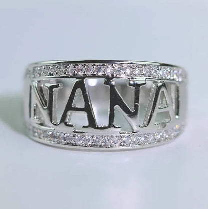Gift Delicate Nana Ring Brass Cubic Zirconia Diamond Jewelry Grandmother Christmas Gift Birthday Gift