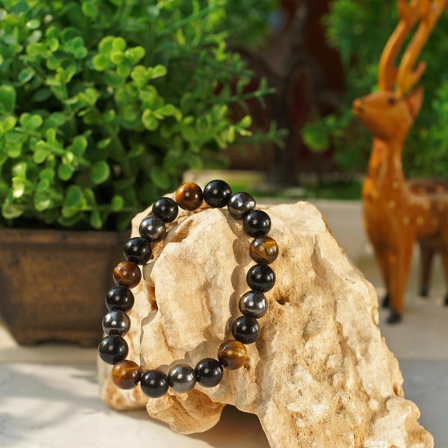 Triple Protection Bracelet - for Protection - Bring Luck and Prosperity - Hematite - Black Obsidian - Tiger Eye - Stone Bracelet