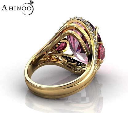 Vintage 925 Sterling Silver Ruby Ring Cocktail Rings Oval Cut Red Gem Cubic Zirconia Anniversary Promise Ring CZ 3-Stone Eternity Engagement Wedding Band Ring for Women