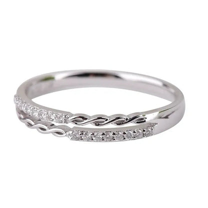Women Fashion Original 925 Sterling Silver Diamond Double-deck Braided Shaped Rings