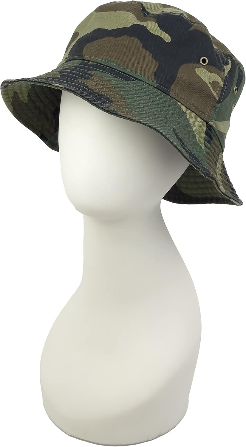 Bucket Hat 100% Cotton & Denim Lightweight Packable Outdoor Summer Beach Fishing Sun Hat